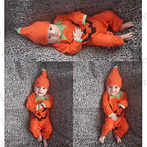 Happidoo Baby Boys Girls Halloween Outfit Newborn My First Halloween Clothes Pumpkin Outfit (Orange, 0-3 Months) - Image 2