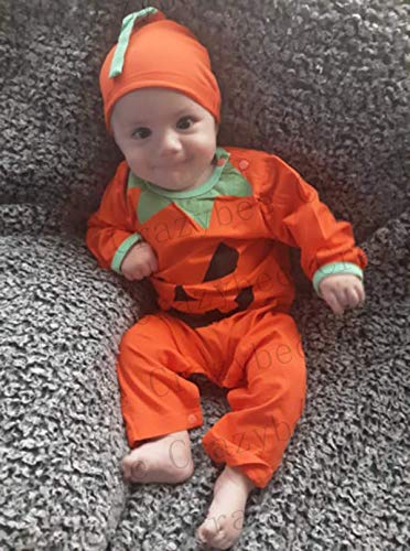 Happidoo Baby Boys Girls Halloween Outfit Newborn My First Halloween Clothes Pumpkin Outfit (Orange, 0-3 Months) - Image 3