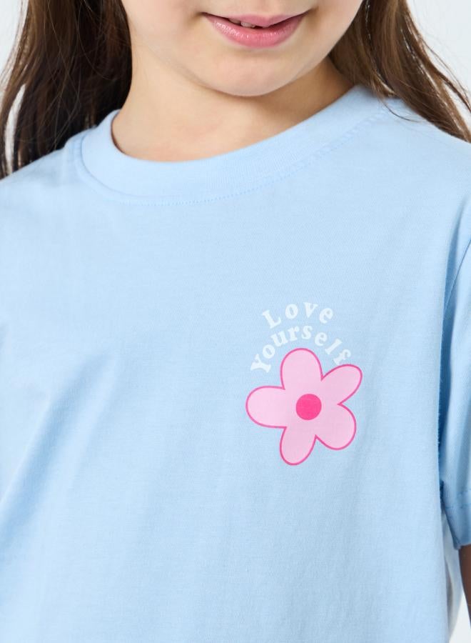 Styli Girls Blue Cotton T-Shirt and Pyjama Set - Image 3