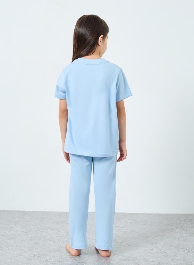 Styli Girls Blue Cotton T-Shirt and Pyjama Set - Image 5
