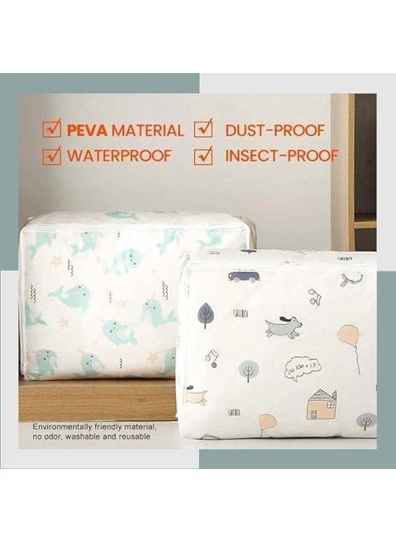 DYOMNIZY DYOMNIZY Waterproof Foldable Printed Square Bag Storage Organizer Moisture Proof Dust Proof Washable Bags for Storing Blankets Clothes Multicolor 2  - Image 5