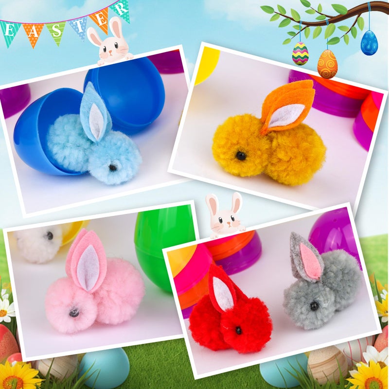 Grastfu 24 Pack Easter Eggs Fillers with Mini Bunny Plush Basket Stuffers with Toys Inside Bunny Mini Stuffed Animal, Easter Eggs Hunts Party Favors Surprise for Kids Toddlers Boys Girls - Image 5