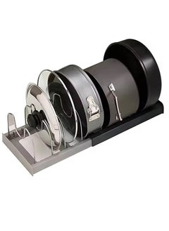 Pan Pot Lid Rack Organizer Kitchen 7 Tier Adjustable Rack with Steel Holders 2 DIY Methods for Kitchen Cabinet Countertop Cupboard Hanging Storage Shelf Drying Cookware Shelf Expandable Up To 22 Inches