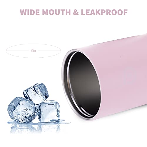 BOTTLE BOTTLE Kids Water Bottle 12 oz Kids Insulated Cup with Leak-proof Lid Silicone Boot Stainless Steel Straw Cup for School Sports Travel Gifts for Girls pink - Image 4