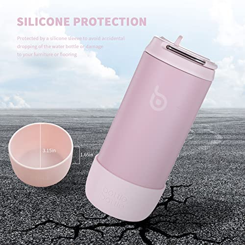 BOTTLE BOTTLE Kids Water Bottle 12 oz Kids Insulated Cup with Leak-proof Lid Silicone Boot Stainless Steel Straw Cup for School Sports Travel Gifts for Girls pink - Image 5