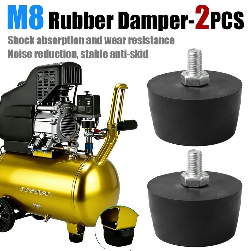2 Pack Heavy Duty M8 Anti Vibration Rubber Feet Pads for Air Compressor Pump HVAC Motors - Image 1