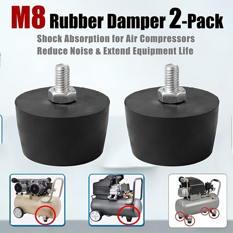 2 Pack Heavy Duty M8 Anti Vibration Rubber Feet Pads for Air Compressor Pump HVAC Motors - Image 4