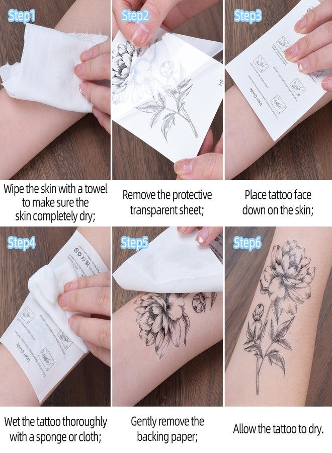 BAMTTOO 24 Sheets Temporary Tattoos Stickers Long Lasting Flower Temporary Fake Tattoos For Men Women Arm Neck Fake Body Arm Chest Shoulder Tattoos - Image 4