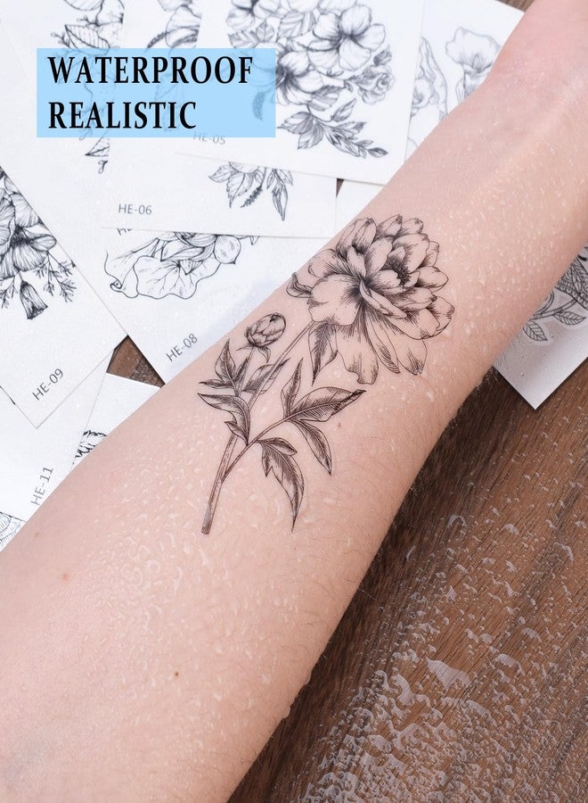 BAMTTOO 24 Sheets Temporary Tattoos Stickers Long Lasting Flower Temporary Fake Tattoos For Men Women Arm Neck Fake Body Arm Chest Shoulder Tattoos - Image 3