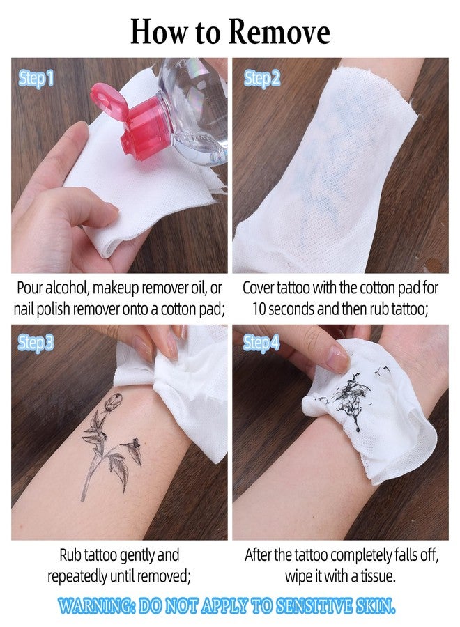 BAMTTOO 24 Sheets Temporary Tattoos Stickers Long Lasting Flower Temporary Fake Tattoos For Men Women Arm Neck Fake Body Arm Chest Shoulder Tattoos - Image 5
