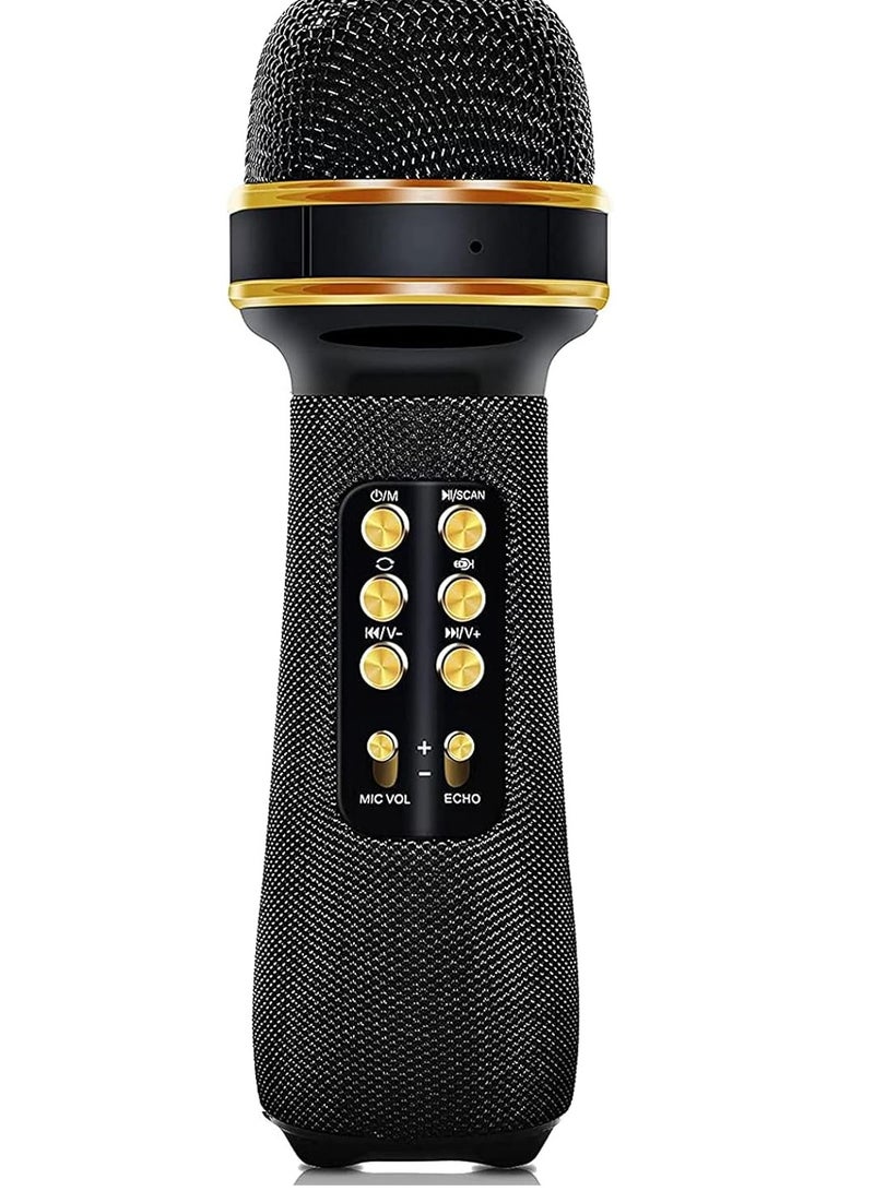 DLC Microphone Bluetooth, 7-in-1 Portable Wireless Microphone Handheld Mic Speaker Singing Home Party Birthday Wedding for All Smartphones Gift for Kids (Black)  - Image 1