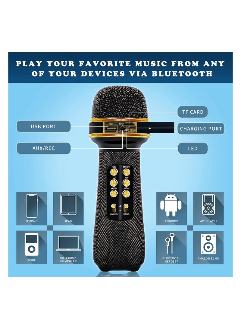DLC Microphone Bluetooth, 7-in-1 Portable Wireless Microphone Handheld Mic Speaker Singing Home Party Birthday Wedding for All Smartphones Gift for Kids (Black)  - Image 3