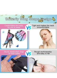 Excefore Butterfly Wings Women Adult Costumes Colorful Fairy Wing Cape Ladies Shawl Nymph Pixie Costume Accessory for Beach Party Cosplay Dancing, Pink  - Image 5