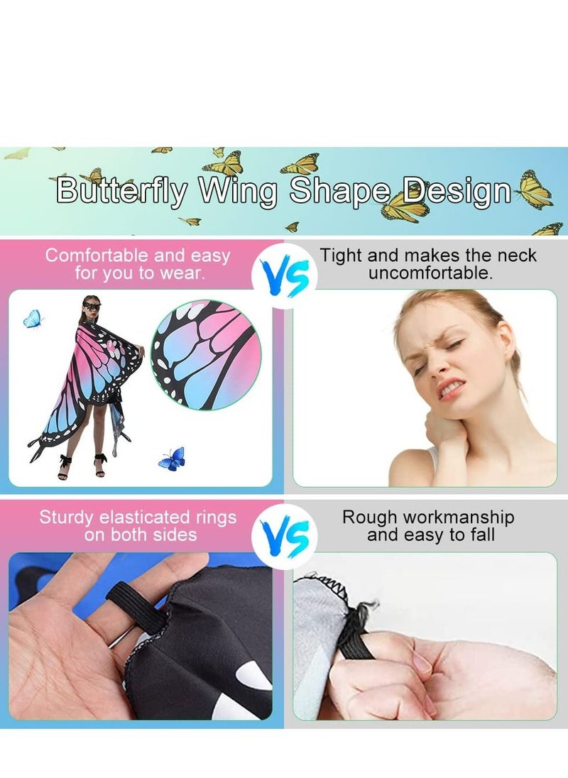 Excefore Butterfly Wings Women Adult Costumes Colorful Fairy Wing Cape Ladies Shawl Nymph Pixie Costume Accessory for Beach Party Cosplay Dancing, Pink  - Image 5