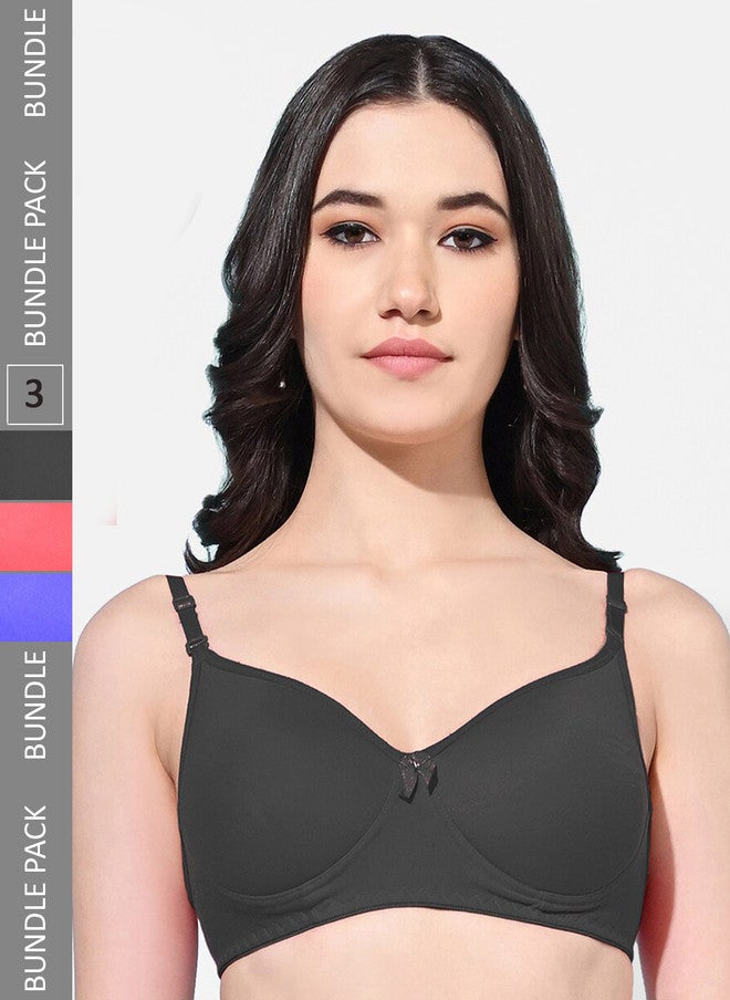 FIMS مجموعة FIMS من 3 حمالات صدر كاملة التغطية مع حشوة خفيفة للراحة طوال اليوم - Image 1