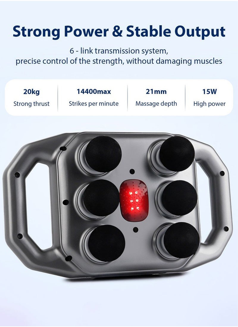 Generic - Portable Deep Tissue Six Head Fascia Massage Gun Pro Multi Head High Frequency Vibration Muscle Percussion Body Massager for Shoulder, Back, Foot, Leg, Waist, Calf, Arm, Knee, Neck, Thigh and Full Body Relaxation Handheld Rechargeable High-Torque Deep Tapping - Image 1