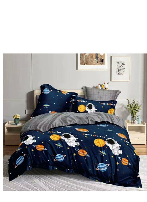 4PCS set Single Comforter Set for Kids – Lightweight, Machine-Washable Bedding with Cute Patterns 160x210cm