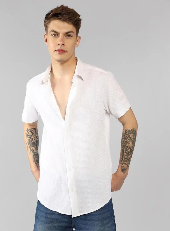 Dennis Lingo Dennis Lingo Button-Down Collar Plain Casual Shirt