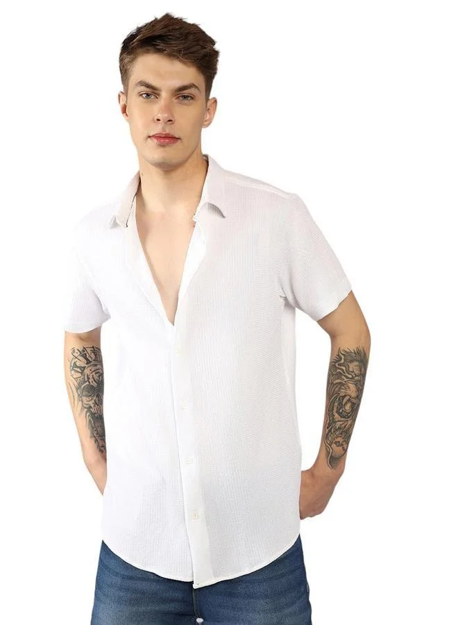 Dennis Lingo Dennis Lingo Button-Down Collar Plain Casual Shirt