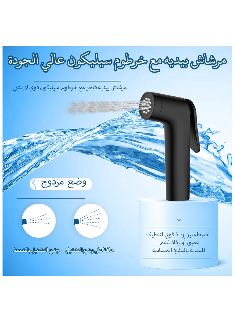 أيه بي جي طقم رشاش شطاف مضاد للتسرب – أسود، متين ومتعدد الاستخدامات للحمام، السفر والتنظيف الخارجي، مزود بخرطوم PVC بطول 60 إنش وحامل ورأس دش يدوي  - Image 2