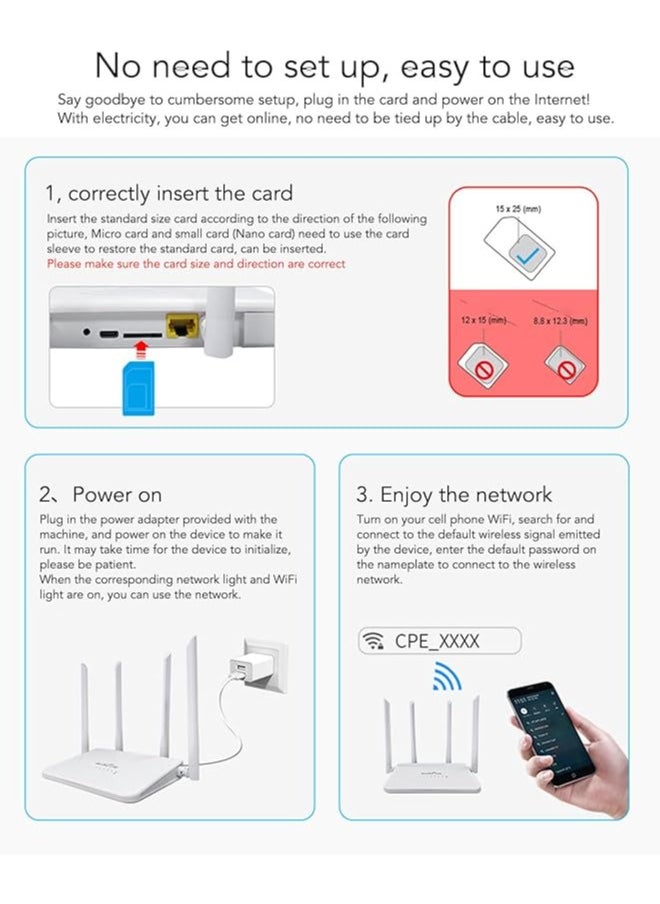 General - CPE R103-E 5M 4G LTE WiFi Router, WiFi Hotspot Router with 4 Antennas, 300Mbps Unlocked LTE Modem Router with SIM Card Slot for Asia (EU Version - UK Power Supply) - Image 1