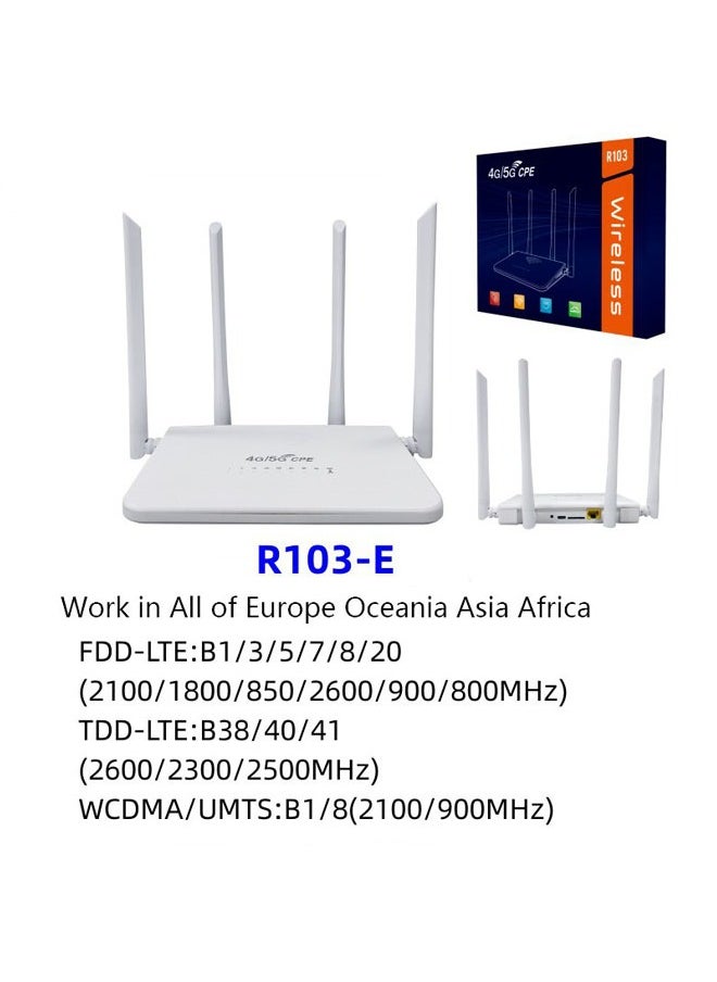 General - CPE R103-E 5M 4G LTE WiFi Router, WiFi Hotspot Router with 4 Antennas, 300Mbps Unlocked LTE Modem Router with SIM Card Slot for Asia (EU Version - UK Power Supply) - Image 1