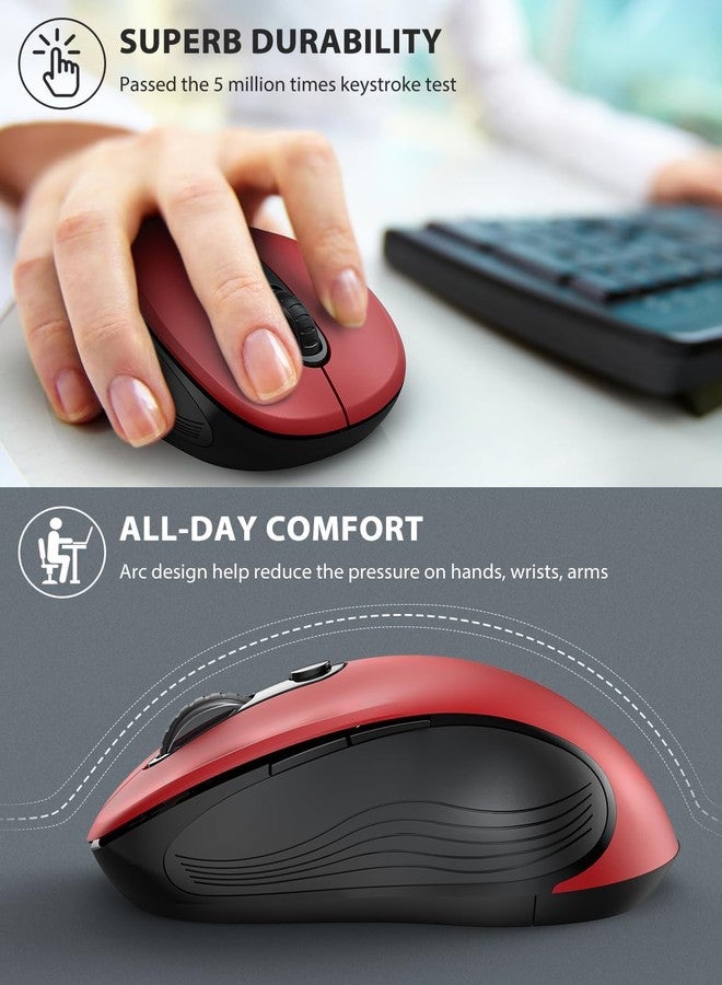 Trueque Wireless Mouse for Laptop, 2.4G Ergonomic Computer Mouse with 3 Adjustable DPI Levels, Page Up & Down Buttons, USB Mouse for Chromebook, PC, Desktop, Notebook, MacBook (Red) - Image 5