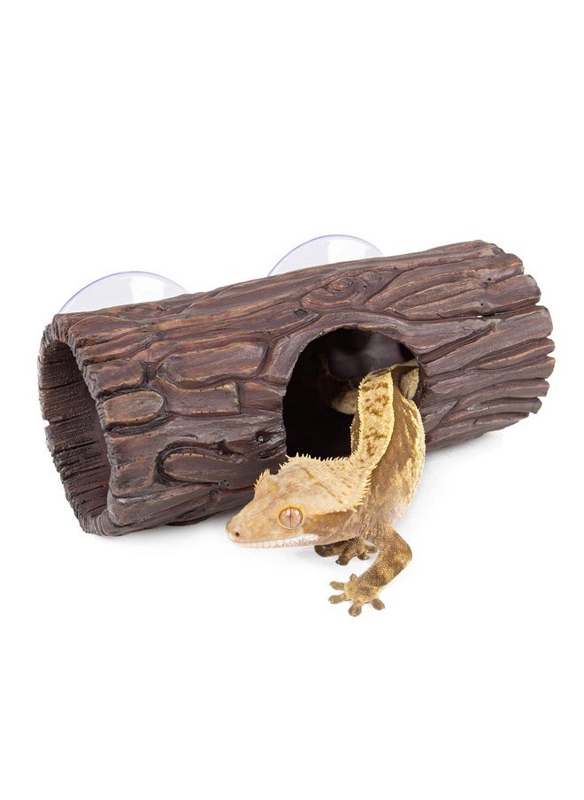 REPTIZOO - Reptile Hide Cave Resin Hollow Tree Trunk Hideout Hermit Crab Climbing Toys Reptile Shelter Sleeping Cave For Arboreal Reptiles, Hermit Crabs, Leopard Gecko, Lizard Terrarium Decor - Image 1