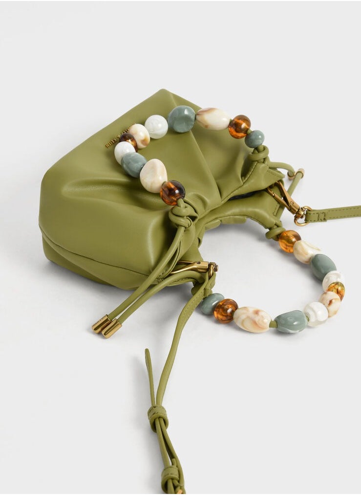 Charles & Keith Charles & Keith Aviary Beaded Acrylic Handle Slouchy Bag  - Image 5