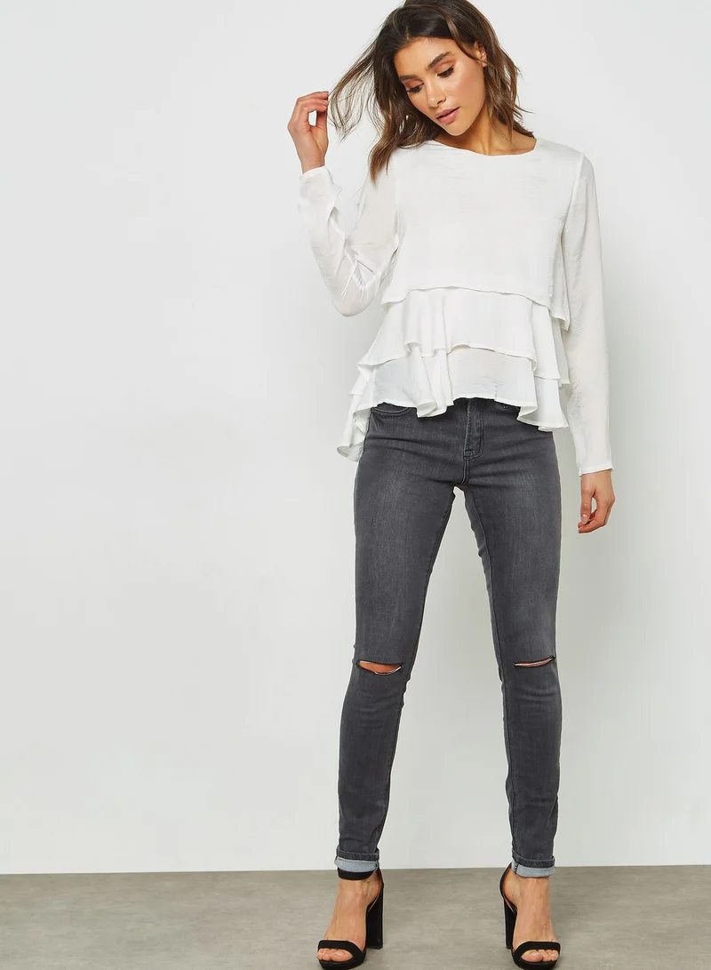 Missguided Frill Detail High Low Top
