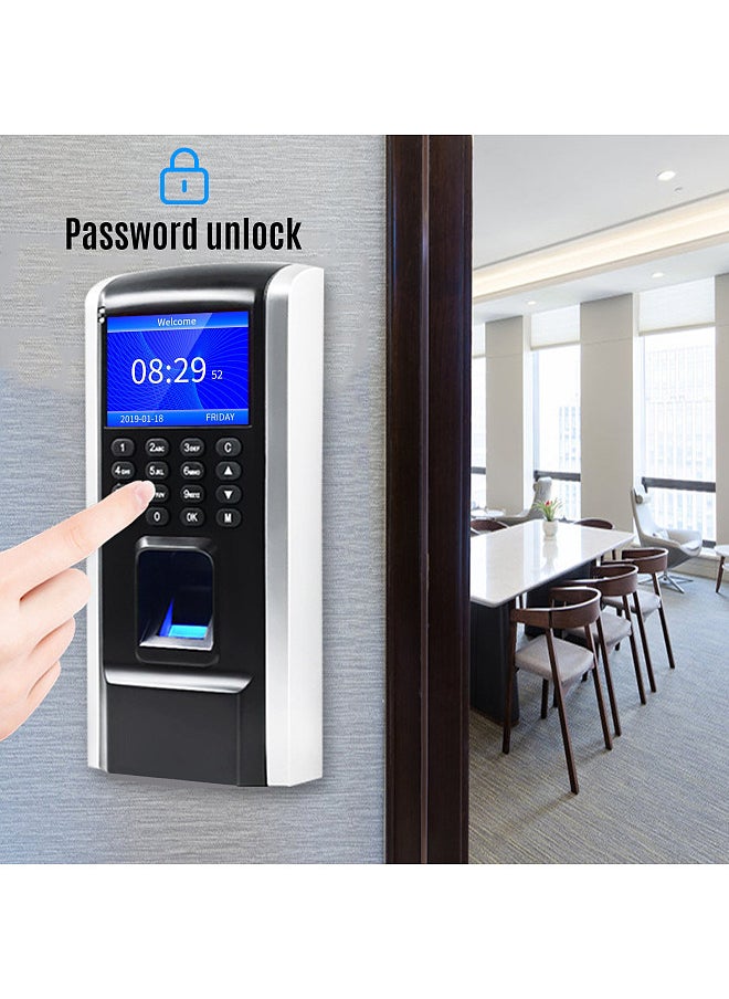 Fingerprint Access Control Time Attendance Machine Biometric Time Clock Employee Checking-in Recorder Fingerprint/Password/ID Card Recognition Multi-language