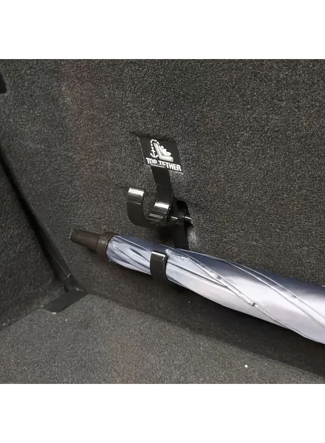 Universal Double Hook Car Umbrella Hooks With No Drill Installation For Suvs Trunk Storage Rack Black - Image 2