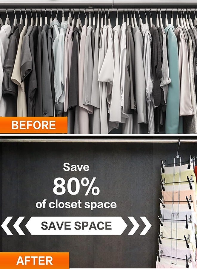 Garlo 3 Pack Pants Hangers Space Saving,6 Tier-Closet-Organizers-and-Storage Skirt Hangers with Clips,Closet-Organizer-Clothes-Organization-and-Storage Jeans Scarf Hangers,College-Dorm-Room-Essentials Decor - Image 4