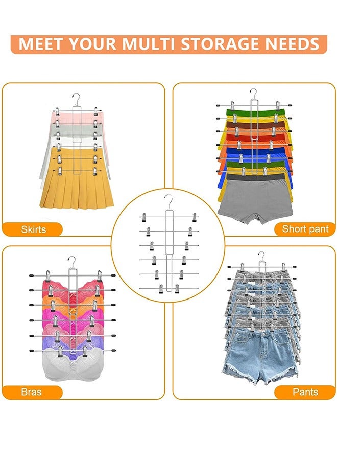 Garlo 3 Pack Pants Hangers Space Saving,6 Tier-Closet-Organizers-and-Storage Skirt Hangers with Clips,Closet-Organizer-Clothes-Organization-and-Storage Jeans Scarf Hangers,College-Dorm-Room-Essentials Decor - Image 2