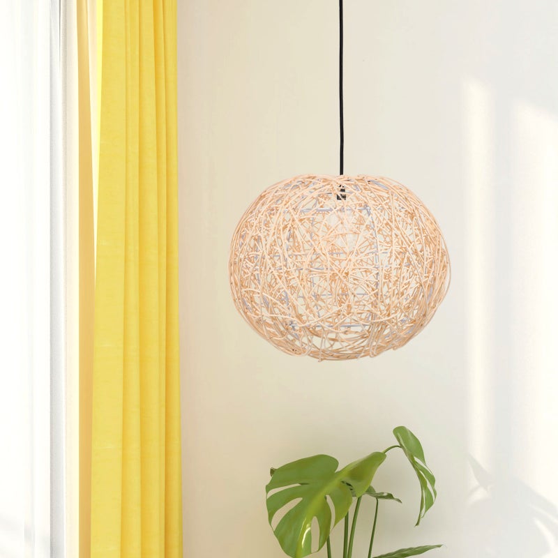 1 Set of Woven Light Woven Light Handwoven Hanging Lamp Shade Rustic Light Fixture - Image 4