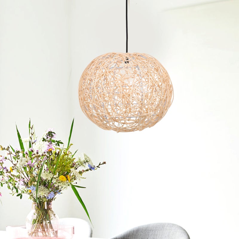 1 Set of Woven Light Woven Light Handwoven Hanging Lamp Shade Rustic Light Fixture - Image 2