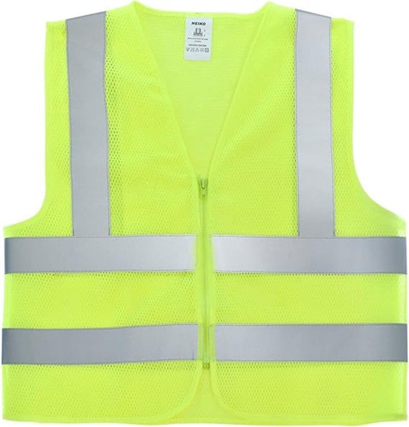 Neiko 53956A High-Visibility Safety Vest with Reflective Strips for Emergency, Construction, and Safety Use, Neon Yellow, Medium - Image 1