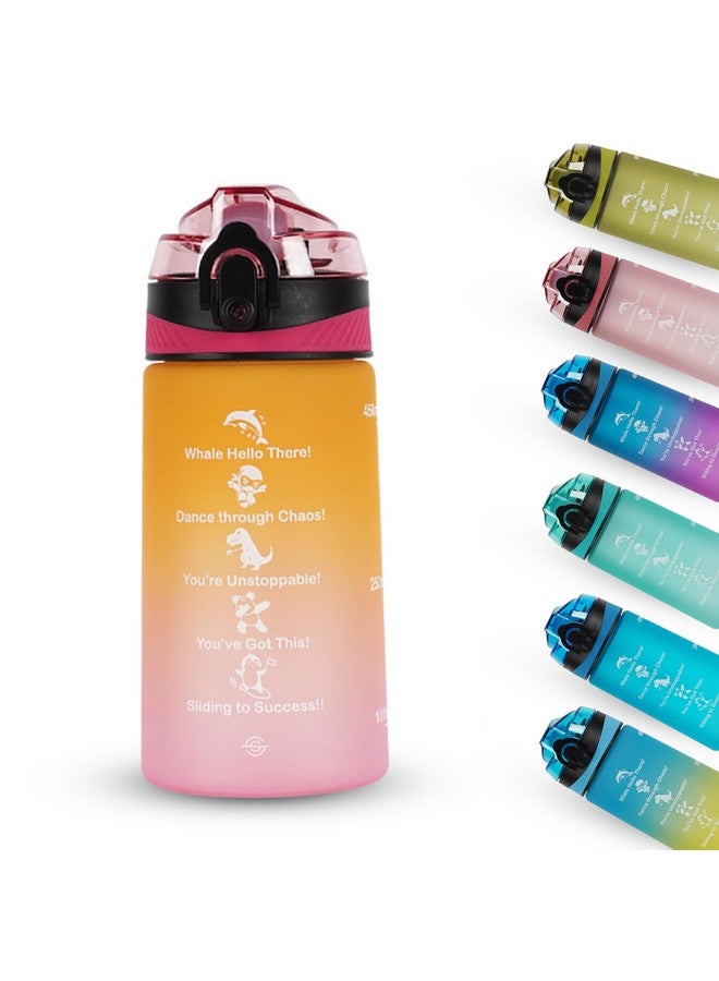 SOLARA Sipper Water Bottle for School Kids 500ml, Leakproof, Durable, BPA-Free Tritan with Motivational Time Marker, Perfect Kids Bottle for School, Home, Gifts & Outdoor, Yellow Pink (2+ Years) - Image 1