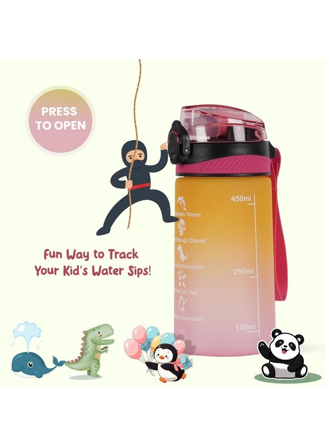 SOLARA Sipper Water Bottle for School Kids 500ml, Leakproof, Durable, BPA-Free Tritan with Motivational Time Marker, Perfect Kids Bottle for School, Home, Gifts & Outdoor, Yellow Pink (2+ Years) - Image 5