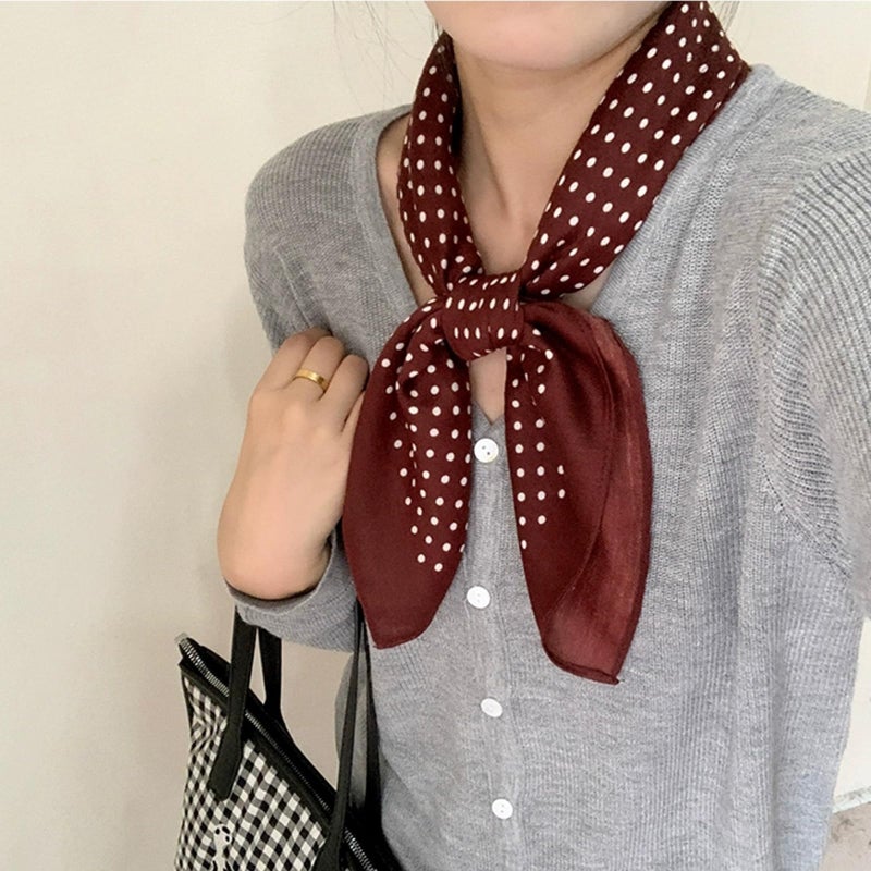 CYian Scarf for Women Square Scarf Soft Head Scarves Fashion Neck Scarfs for Bag Hair Scarves Gift 27.5 Ã— 27.5 inches,Red dot - Image 3