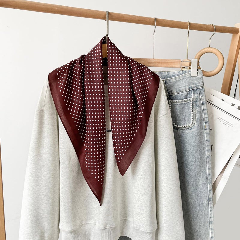 CYian Scarf for Women Square Scarf Soft Head Scarves Fashion Neck Scarfs for Bag Hair Scarves Gift 27.5 Ã— 27.5 inches,Red dot - Image 5