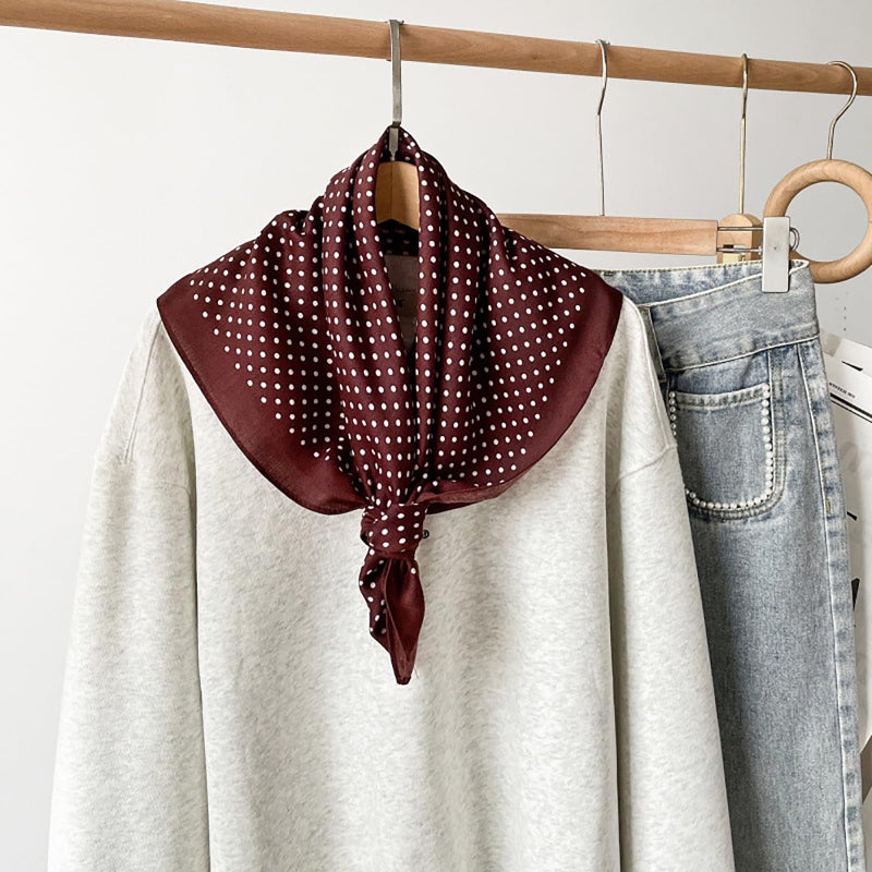 CYian Scarf for Women Square Scarf Soft Head Scarves Fashion Neck Scarfs for Bag Hair Scarves Gift 27.5 Ã— 27.5 inches,Red dot - Image 4