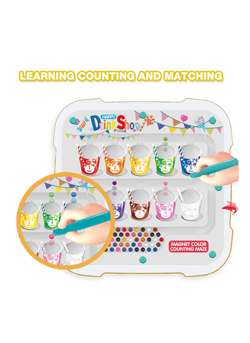 XiuWoo Magnetic Color and Number Maze & Magnetic Drawing Board, Double Sides Montessori Toys  - Image 3