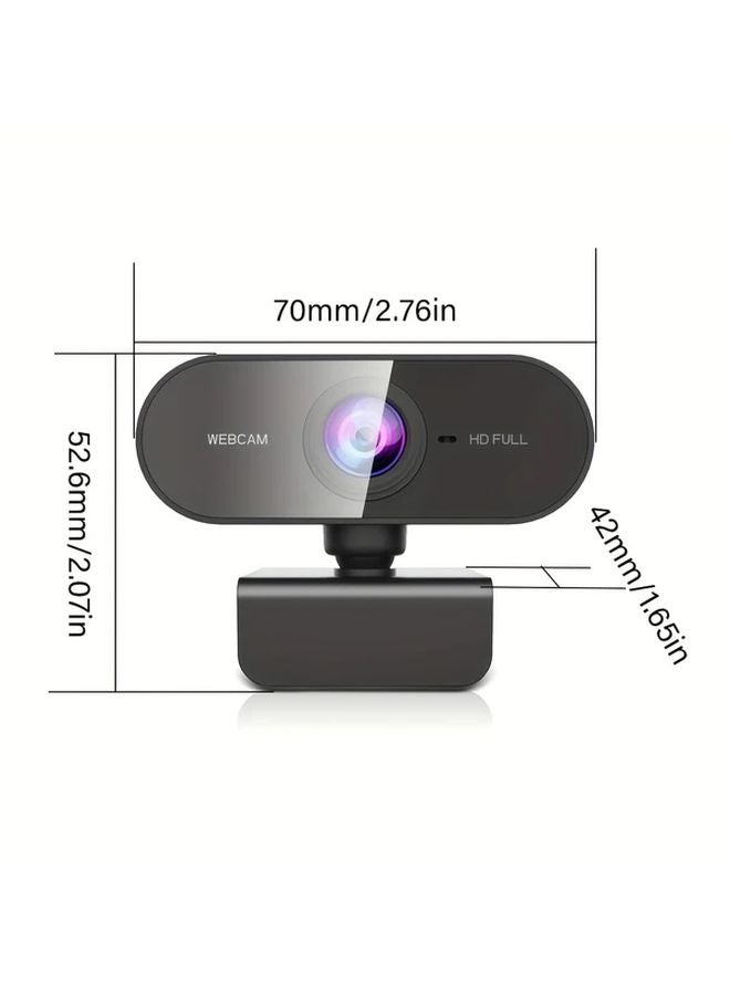 Black 1080P Full HD Mini Webcam With Microphone USB For Laptop Desktop Video Calls Meetings - Image 2