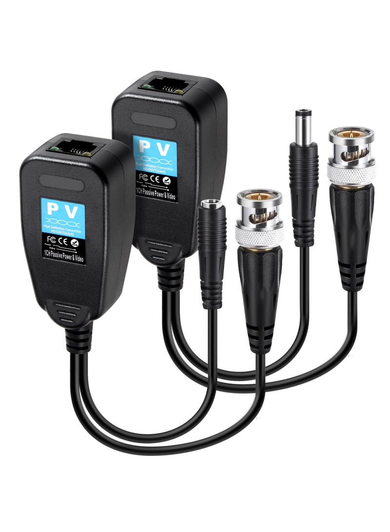 SANMUGEED Video Data Power Balun Connector CCTV HDTVI/CVI/AHD/CVBS BNIB BNC to RJ45, 1 Pair - Image 1