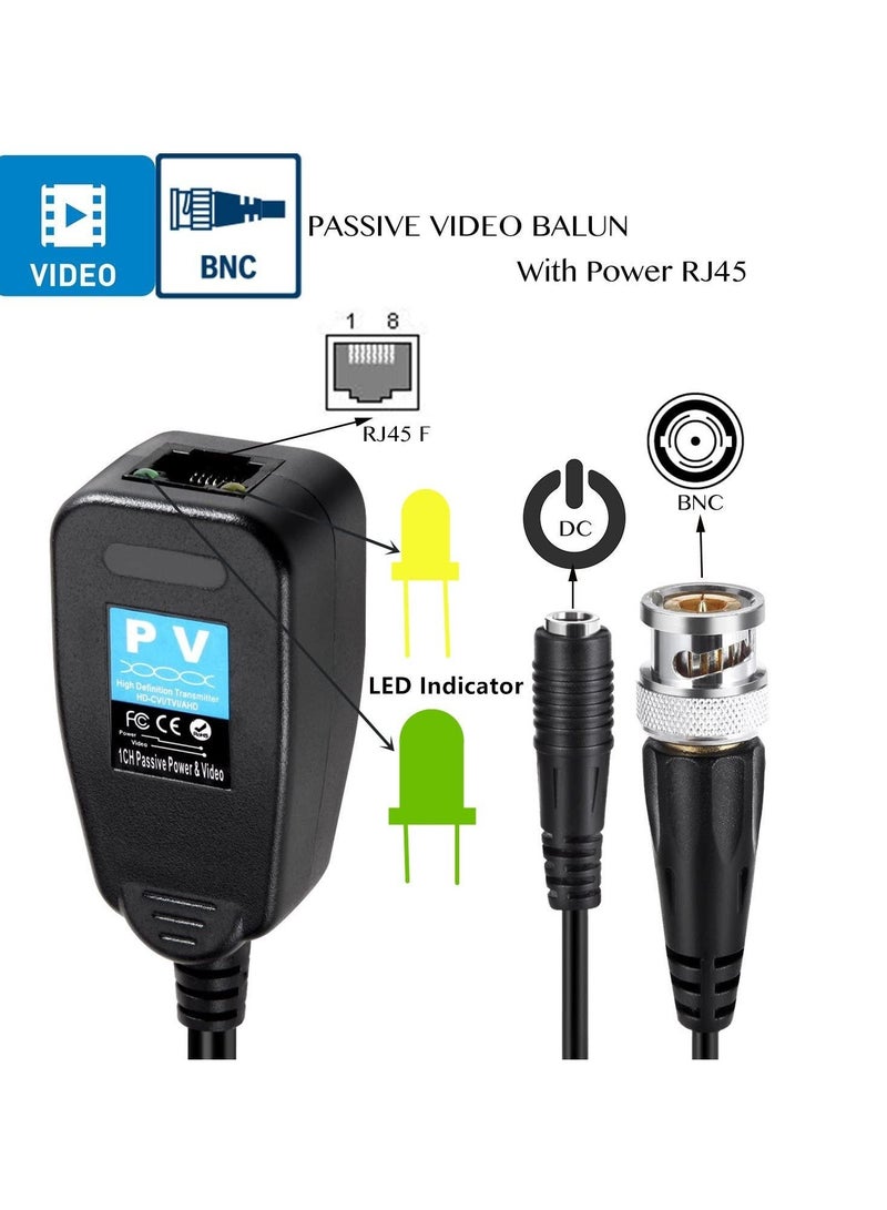 SANMUGEED Video Data Power Balun Connector CCTV HDTVI/CVI/AHD/CVBS BNIB BNC to RJ45, 1 Pair - Image 2