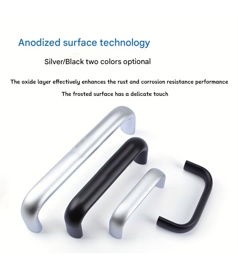 2 Pcs Black Aluminum Alloy Oval Cabinet Drawer Handle Solid Industrial Cabinet Door Handle - Image 1