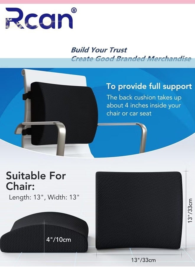 Rcan Seat Cushion/Lumbar Support Pillow for Office Chair Car Wheelchair Memory Foam Desk Chair Cushion for Sciatica Lower Back/Tailbone Pain Relief Desk Pad with Adjustable Strap 3D Washable Cover - Image 3