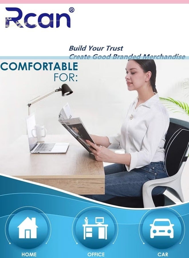Rcan Seat Cushion/Lumbar Support Pillow for Office Chair Car Wheelchair Memory Foam Desk Chair Cushion for Sciatica Lower Back/Tailbone Pain Relief Desk Pad with Adjustable Strap 3D Washable Cover - Image 5