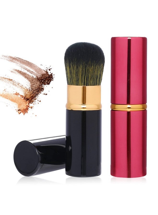 Sliverdew 2 Pieces Retractable Kabuki Brush For Makeupportable Blush Brushes Makeup Brushes Contour Brush Kabuki Foundation Brush Powder Brush Travel Makeup Brushes Extensible Makeup Brush Set With Cover - Image 1